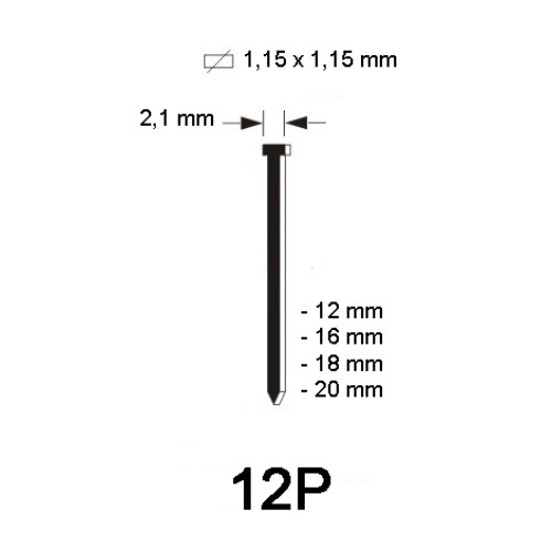 18G Afwerknagel type 12P, kunststof, diverse lengtes