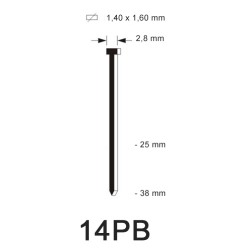 16G Brad type 14P, kunststof, diverse lengtes