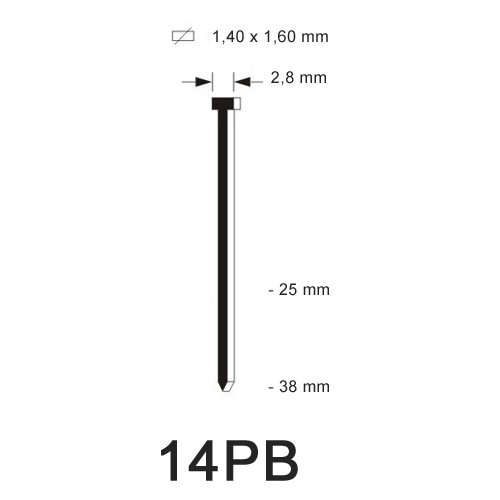 16G Brad type 14P, kunststof, diverse lengtes