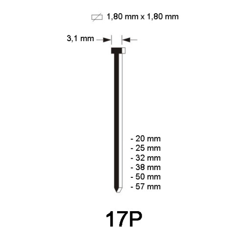 15G Afwerknagel type 17P, kunststof, diverse lengtes