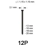 18G Brads type 12P, composite, different lengths