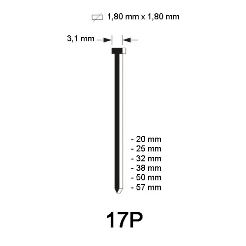 15G Brad type 17P, composite, different lengths